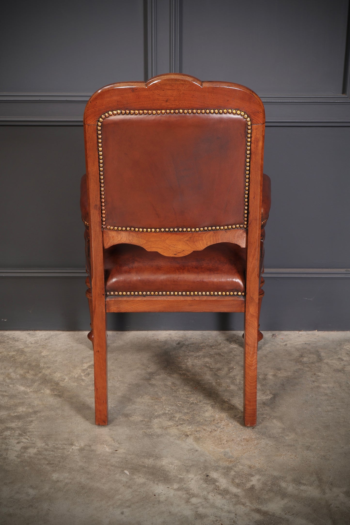 Pair of Walnut & Leather Library Desk Chairs by 'Lamb Manchester'