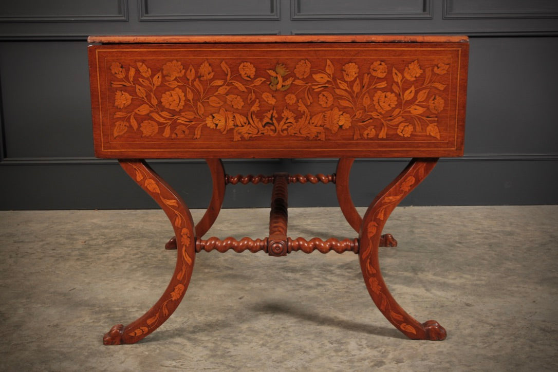 Dutch Marquetry Inlaid Walnut Sofa Table