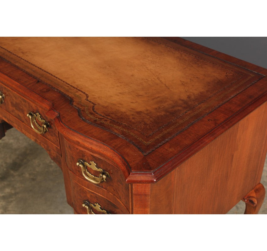 Queen Anne Style Serpentine Walnut Desk