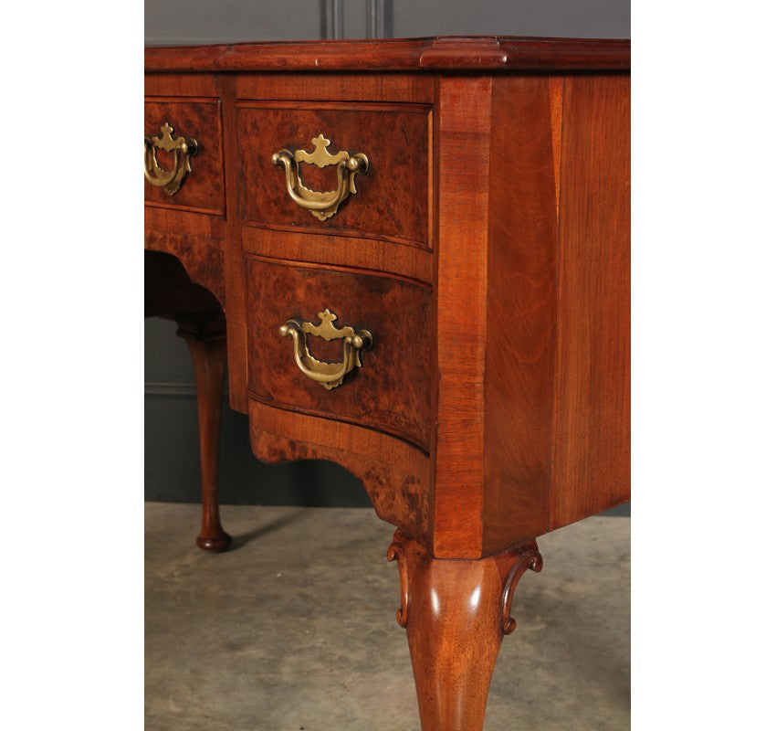 Queen Anne Style Serpentine Walnut Desk