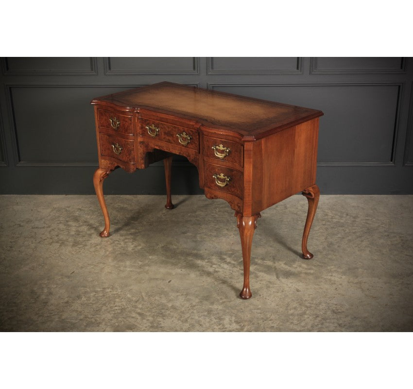 Queen Anne Style Serpentine Walnut Desk