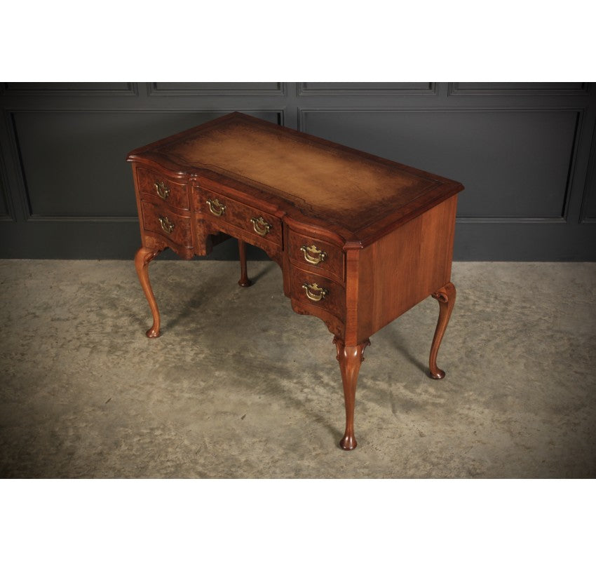 Queen Anne Style Serpentine Walnut Desk