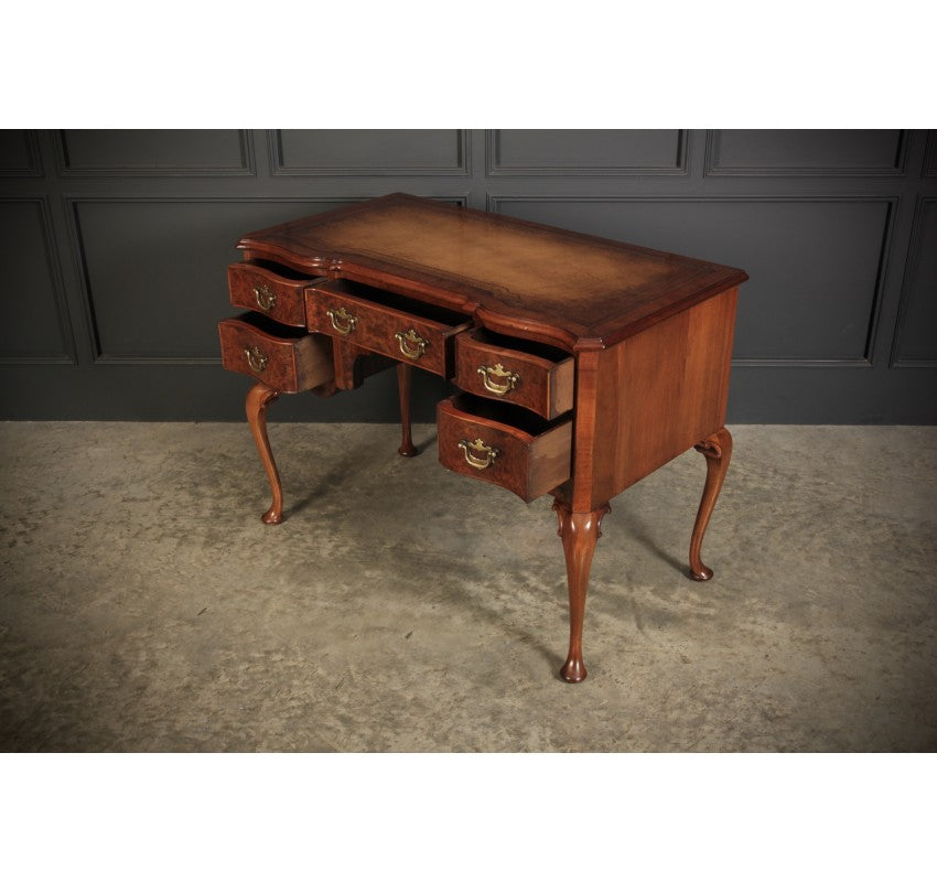 Queen Anne Style Serpentine Walnut Desk