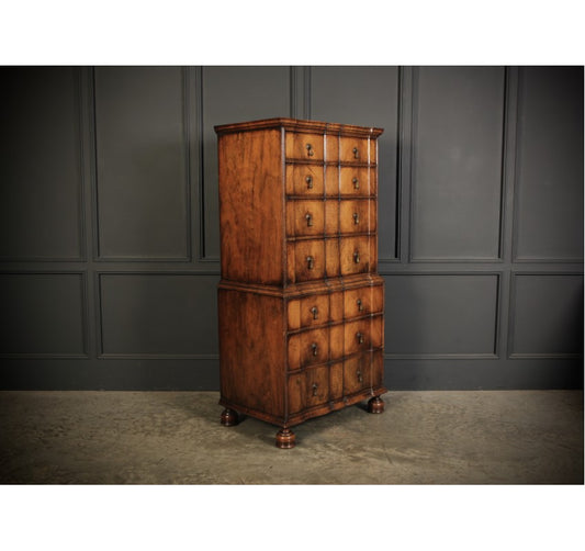 Queen Anne Style Walnut Shaped Chest on Chest