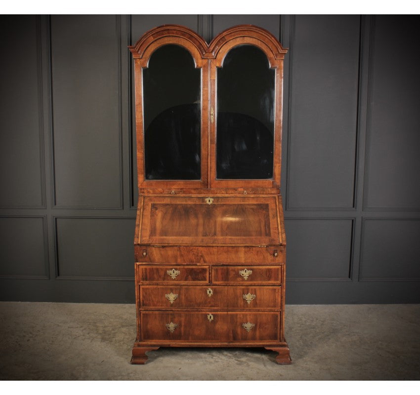 Queen Anne Walnut Bureau Bookcase