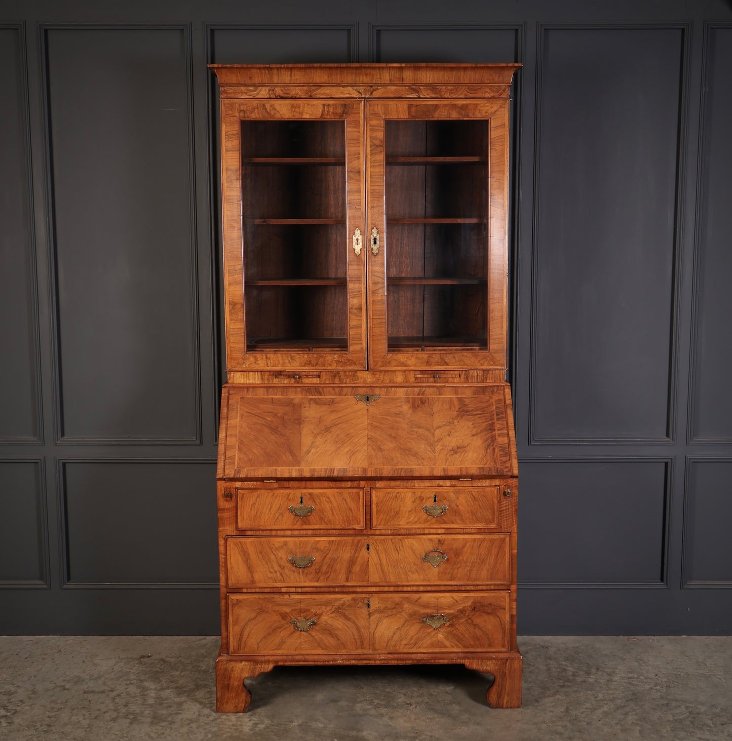 18th Century Queen Anne Walnut Bureau Bookcase