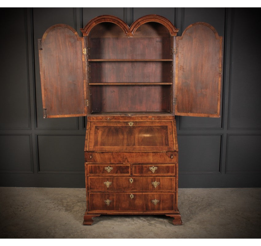 Queen Anne Walnut Bureau Bookcase