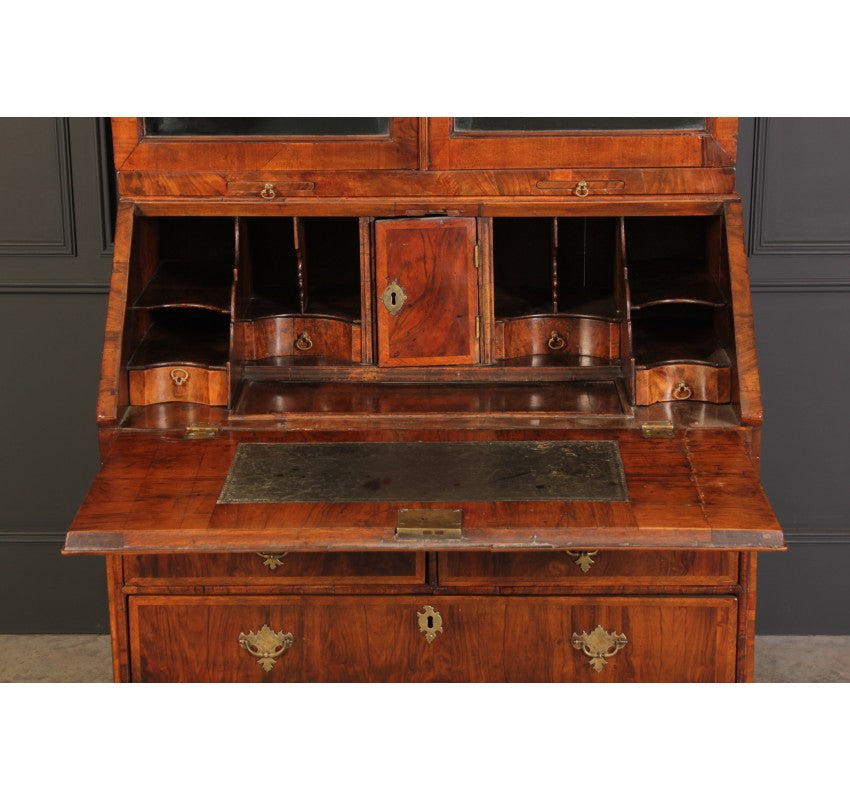 Queen Anne Walnut Bureau Bookcase