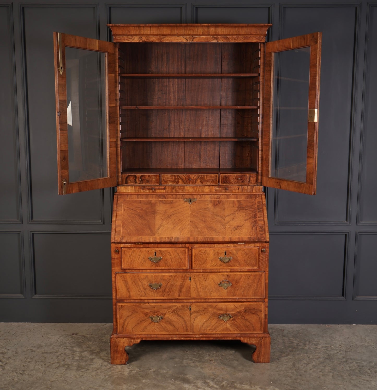 18th Century Queen Anne Walnut Bureau Bookcase