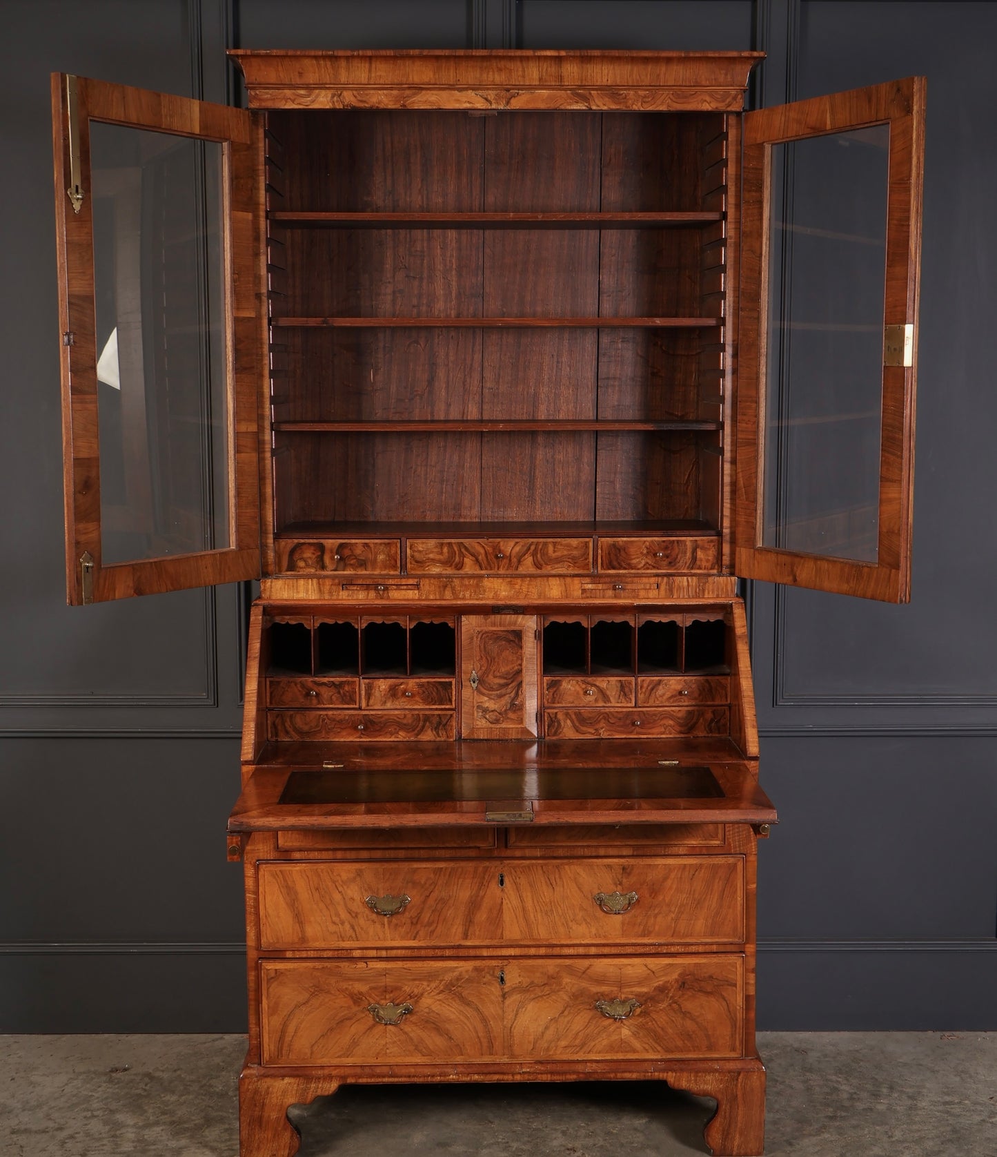 18th Century Queen Anne Walnut Bureau Bookcase