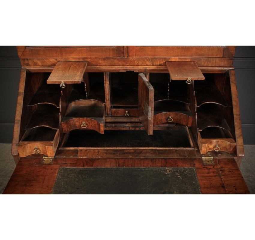 Queen Anne Walnut Bureau Bookcase