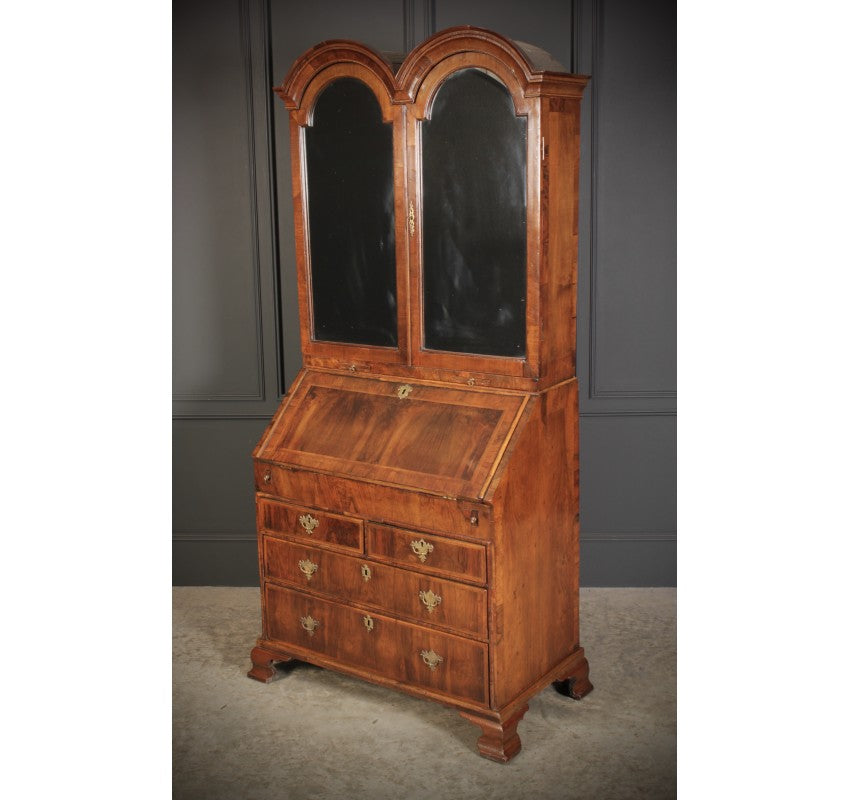 Queen Anne Walnut Bureau Bookcase