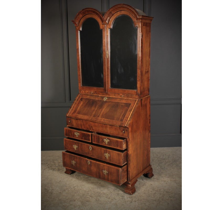 Queen Anne Walnut Bureau Bookcase