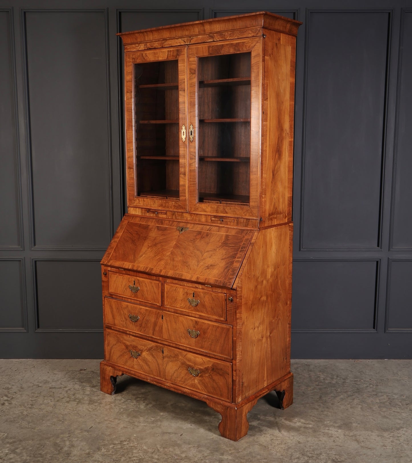 18th Century Queen Anne Walnut Bureau Bookcase