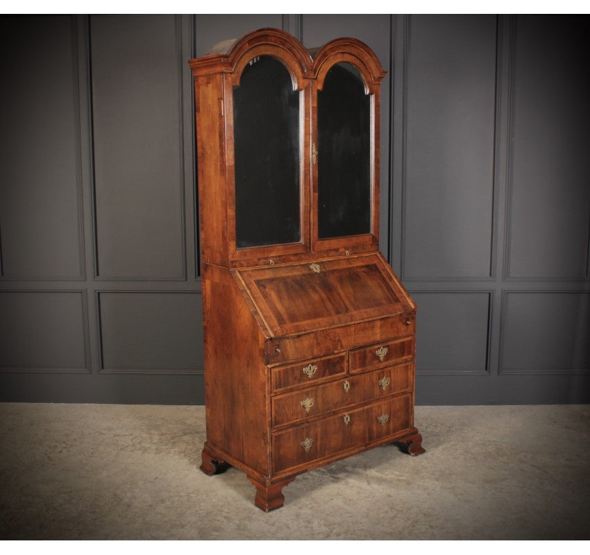 Queen Anne Walnut Bureau Bookcase