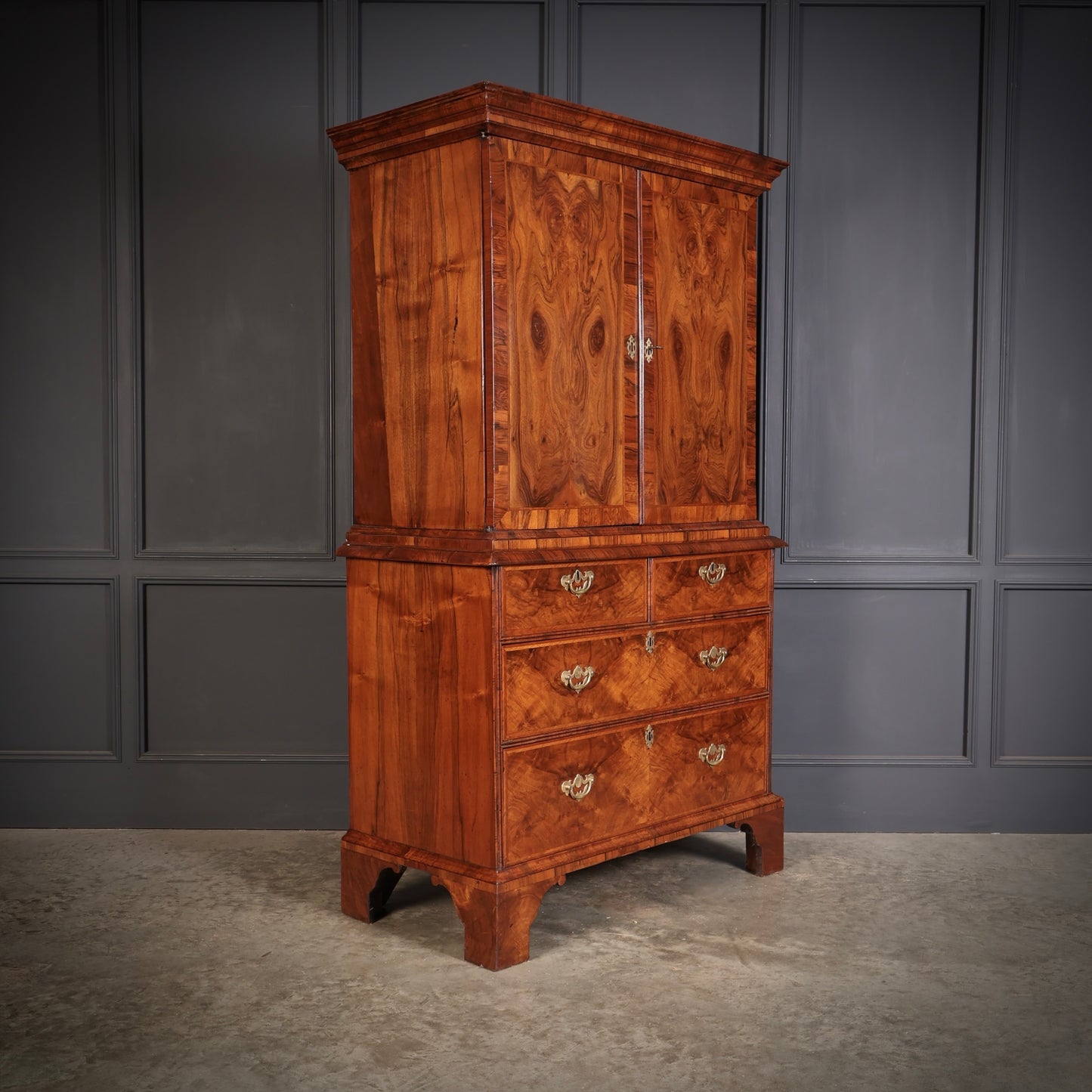 Queen Anne Walnut Cabinet on Chest