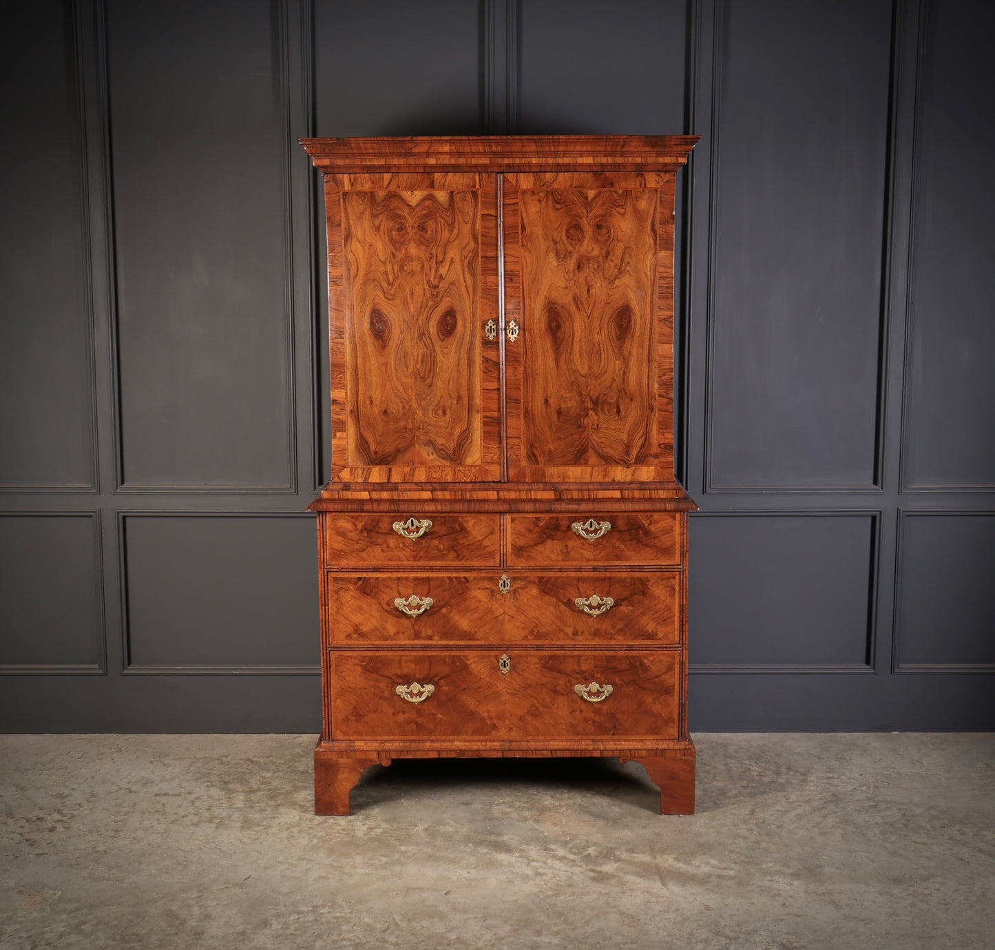 Queen Anne Walnut Cabinet on Chest