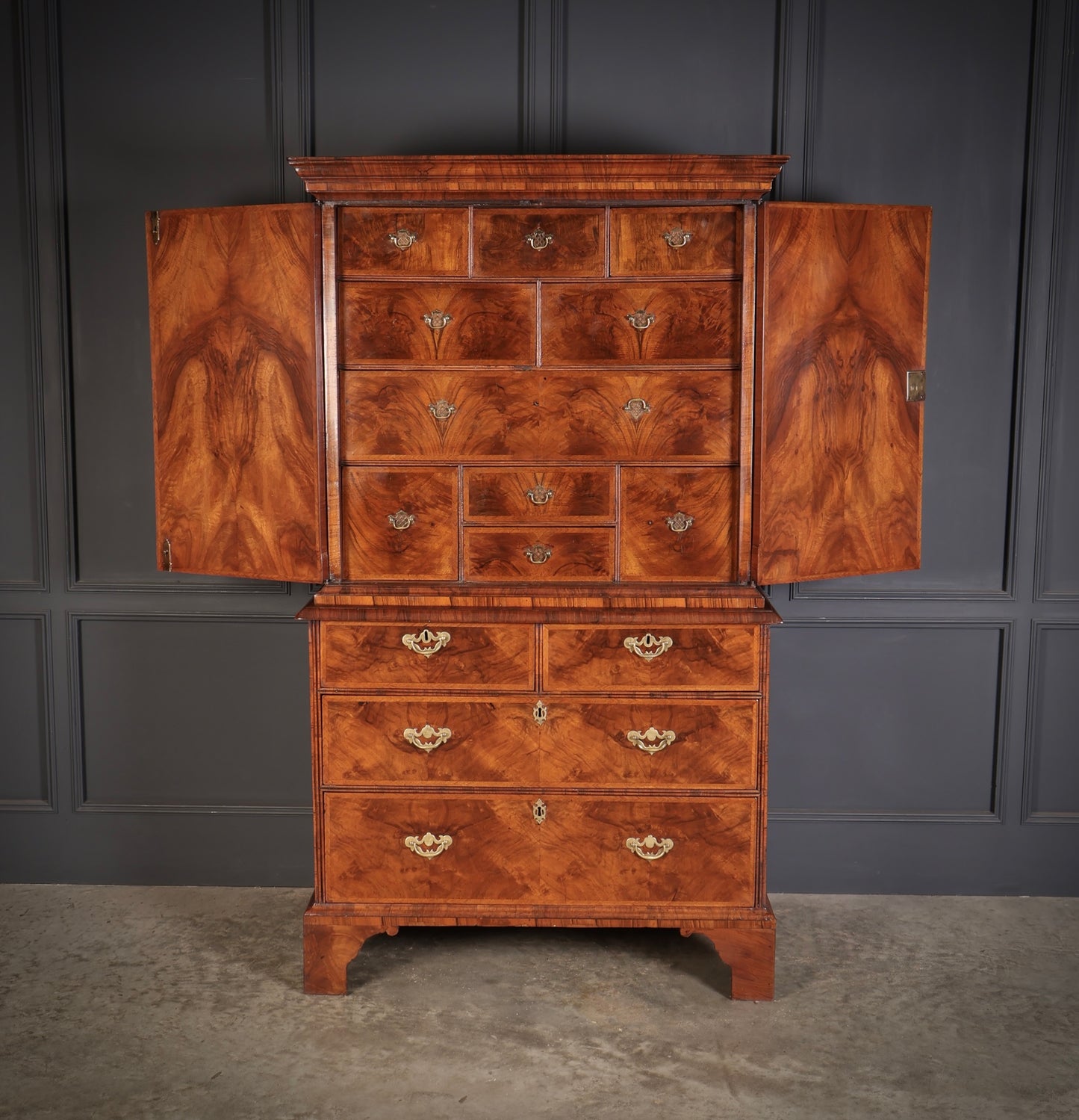 Queen Anne Walnut Cabinet on Chest