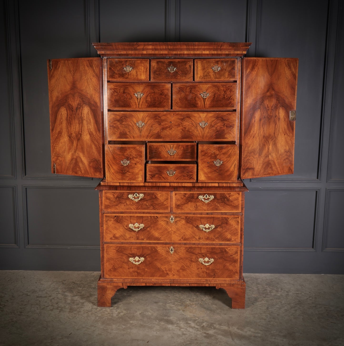 Queen Anne Walnut Cabinet on Chest