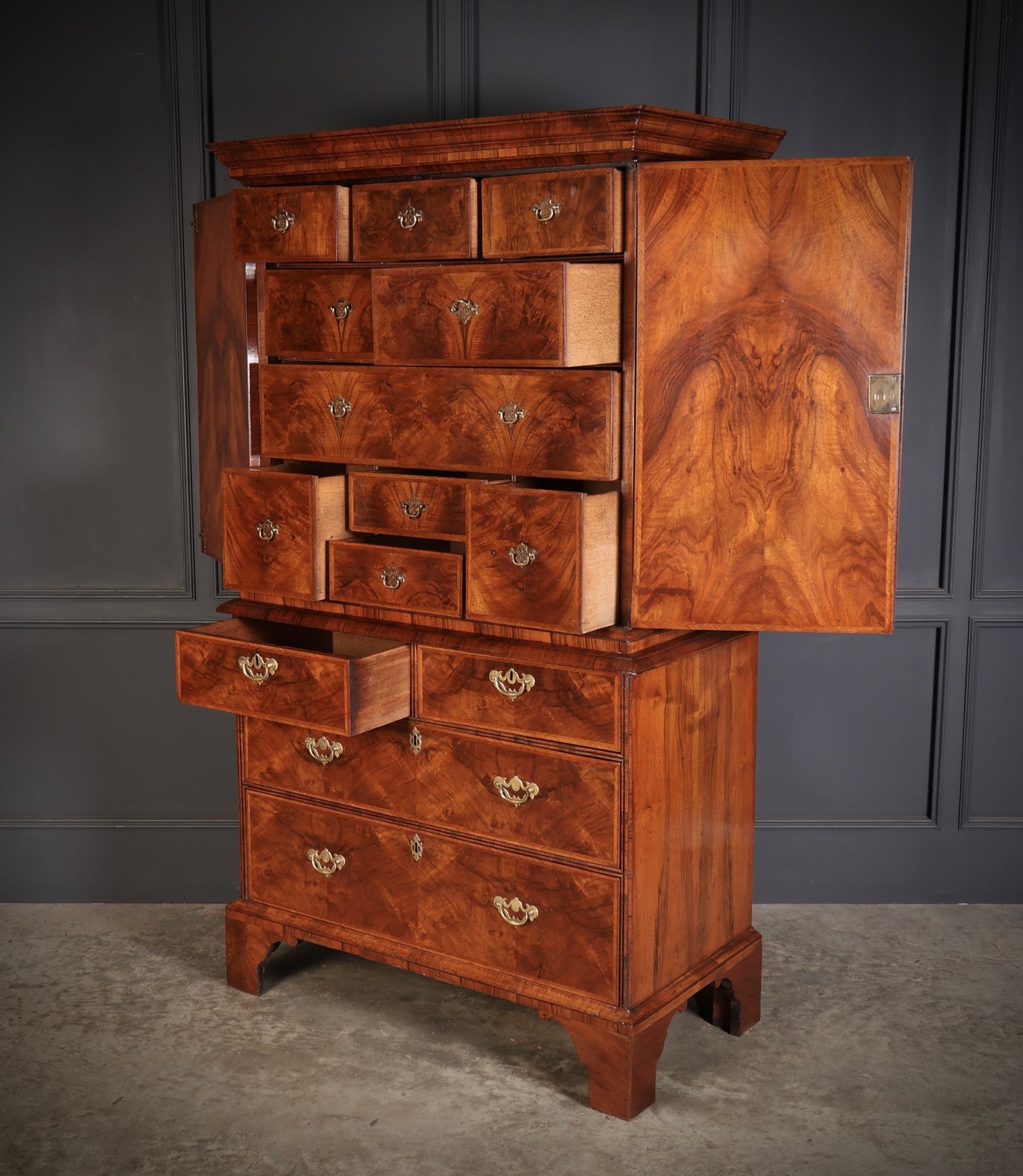 Queen Anne Walnut Cabinet on Chest