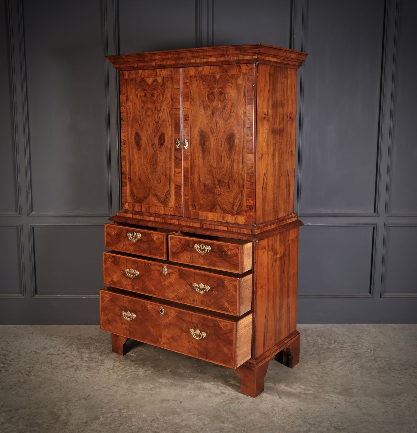 Queen Anne Walnut Cabinet on Chest