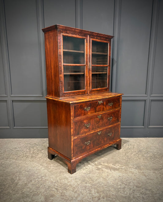 Queen Anne Walnut Secretaire Bookcase