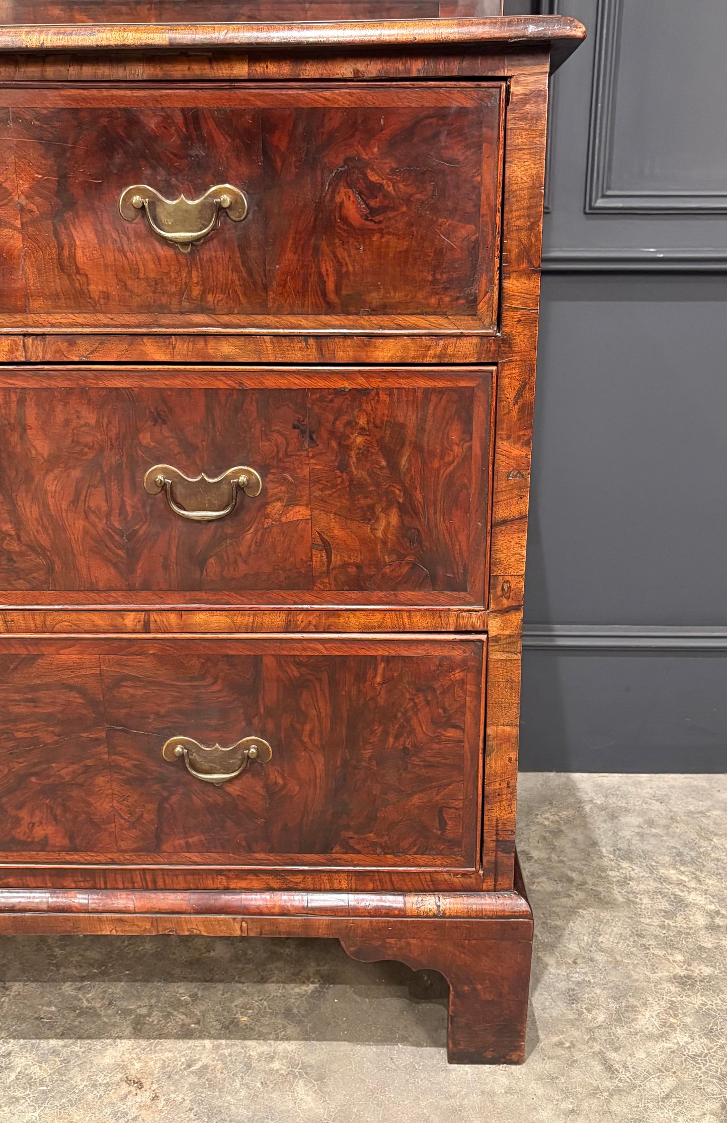 Queen Anne Walnut Secretaire Bookcase