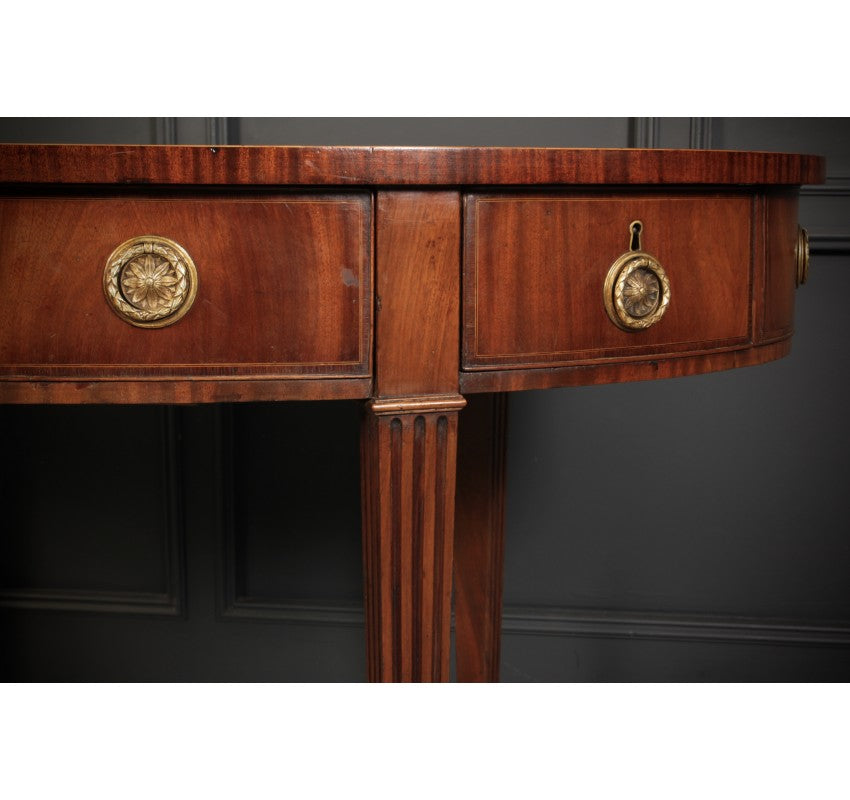 Rare 18th C. Oval Mahogany & Leather Writing Table Desk