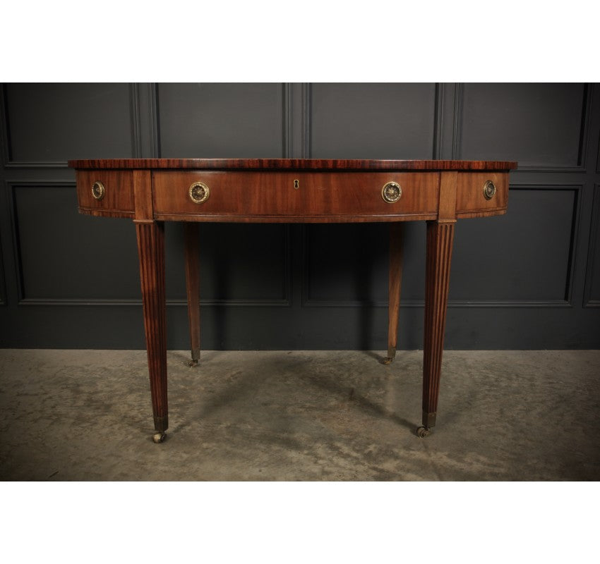 Rare 18th C. Oval Mahogany & Leather Writing Table Desk