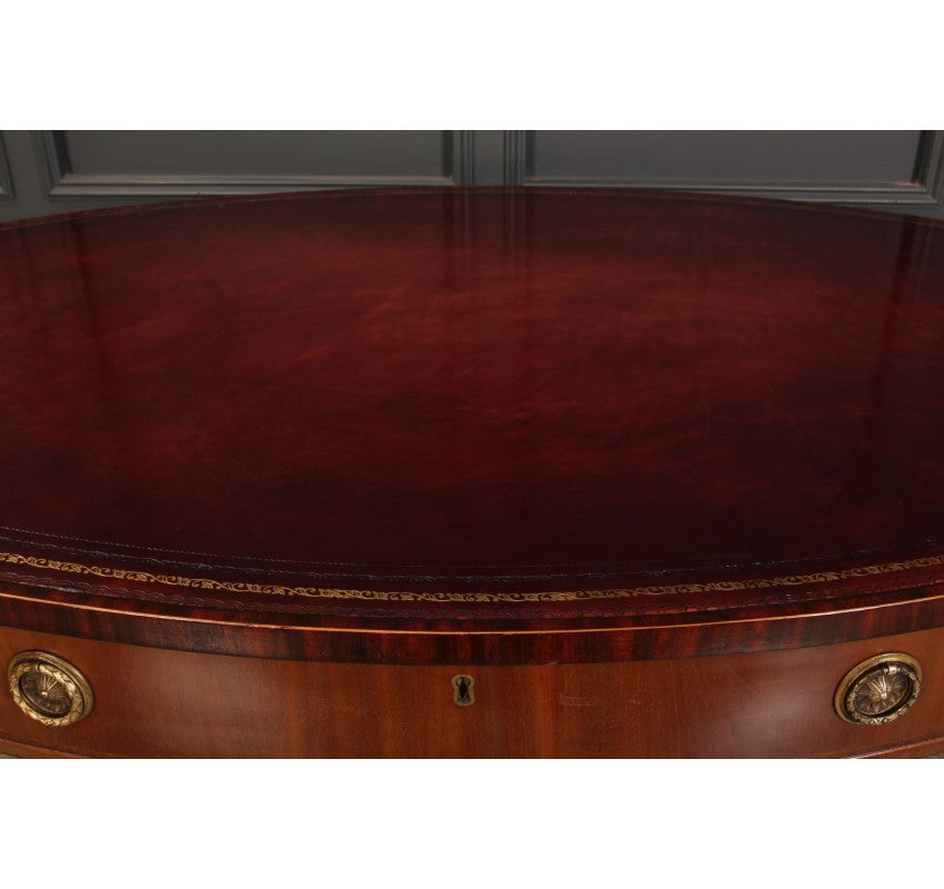 Rare 18th C. Oval Mahogany & Leather Writing Table Desk