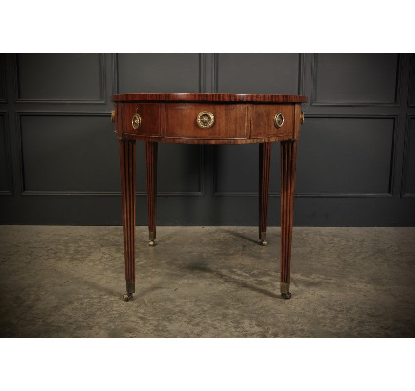 Rare 18th C. Oval Mahogany & Leather Writing Table Desk