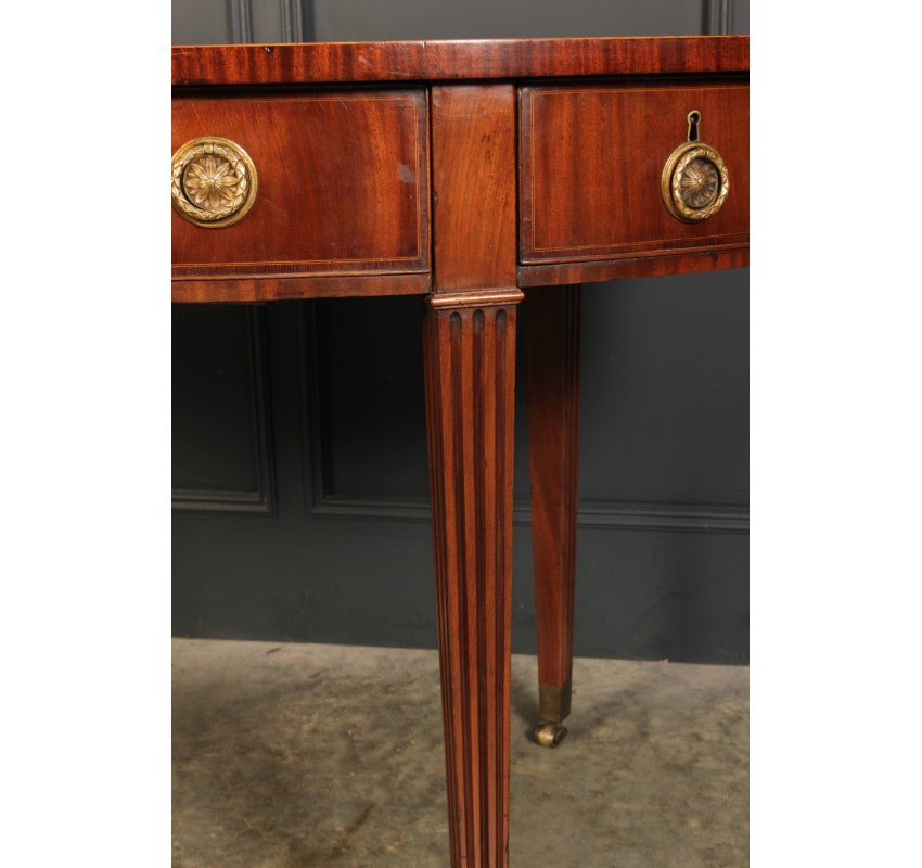 Rare 18th C. Oval Mahogany & Leather Writing Table Desk