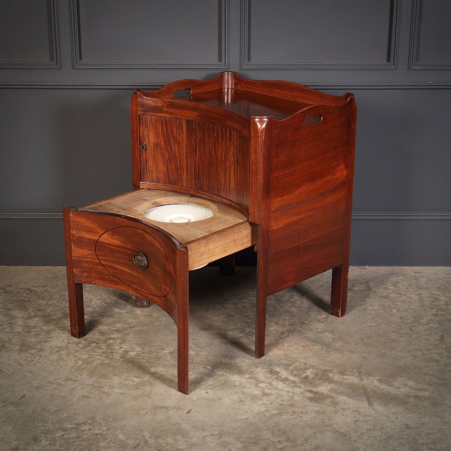Rare George III Concave Mahogany Nightstand