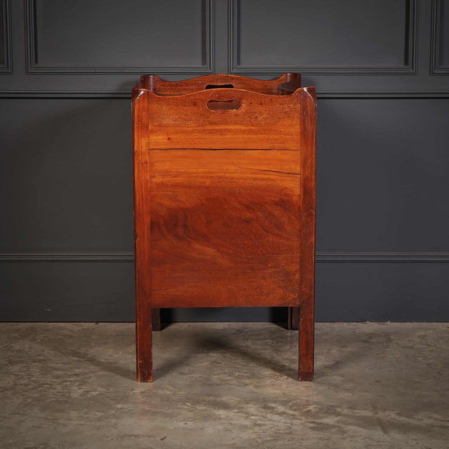 Rare George III Concave Mahogany Nightstand