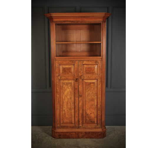 Rare Slim Burr Walnut Cupboard