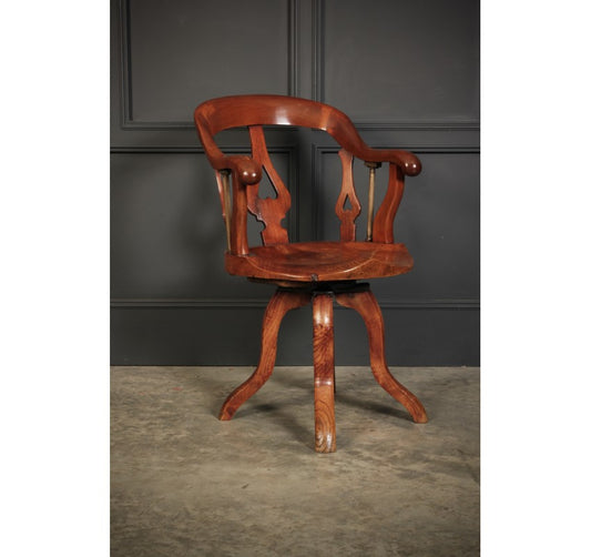 Rare Victorian Elm Swivel Desk Chair
