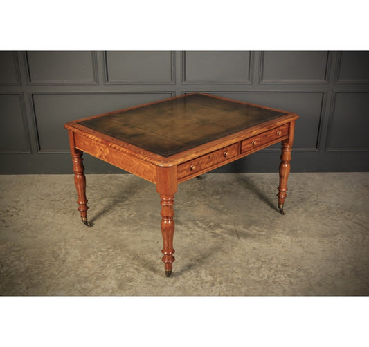 Rare Victorian Satinwood Partners Writing Table