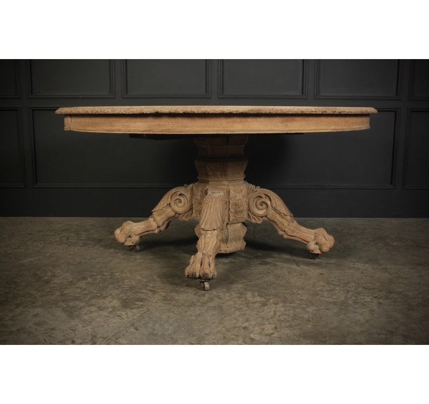 Bleached Carved Oak Centre Table