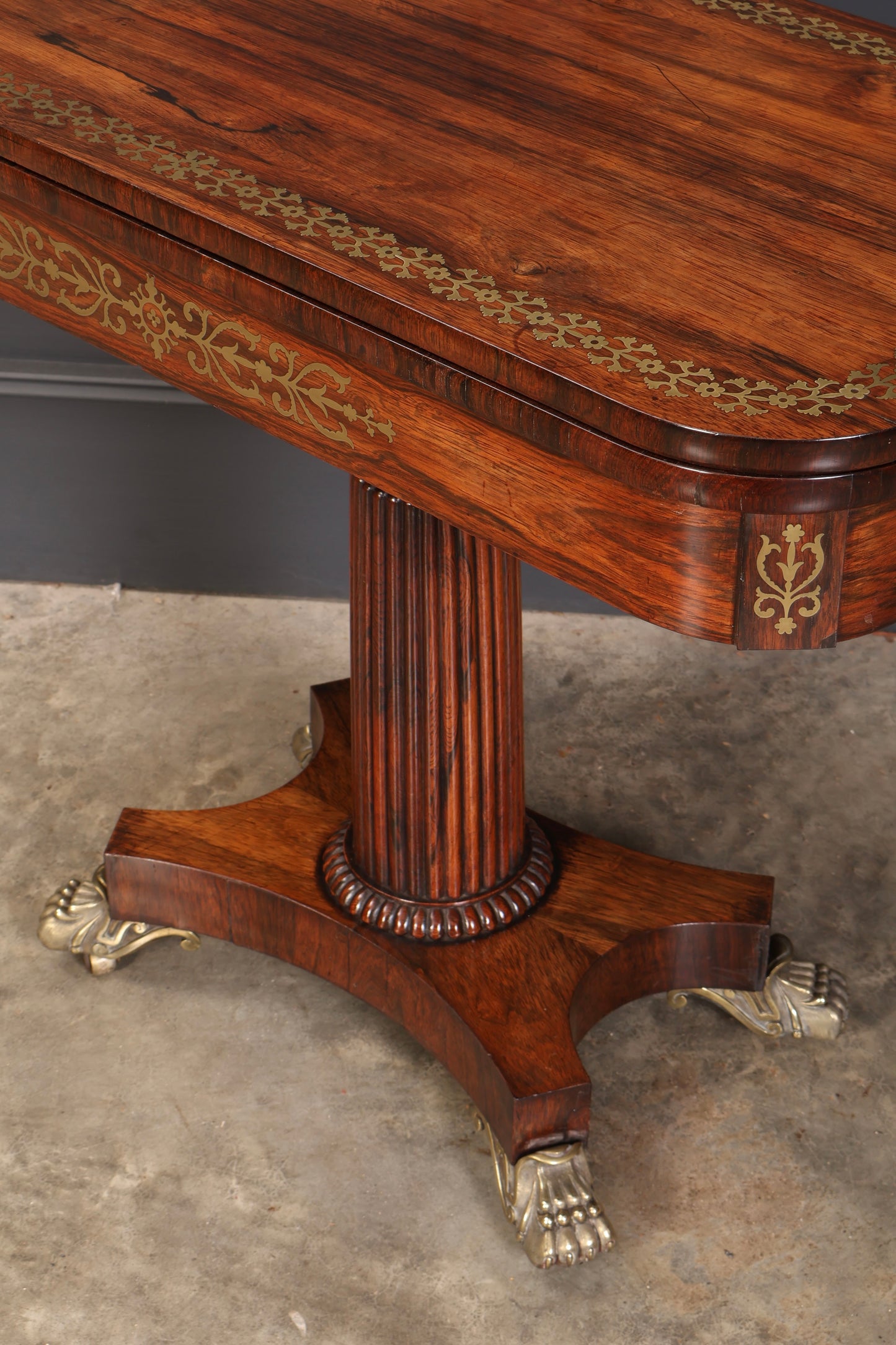 Regency Brass Inlaid Rosewood Card Table