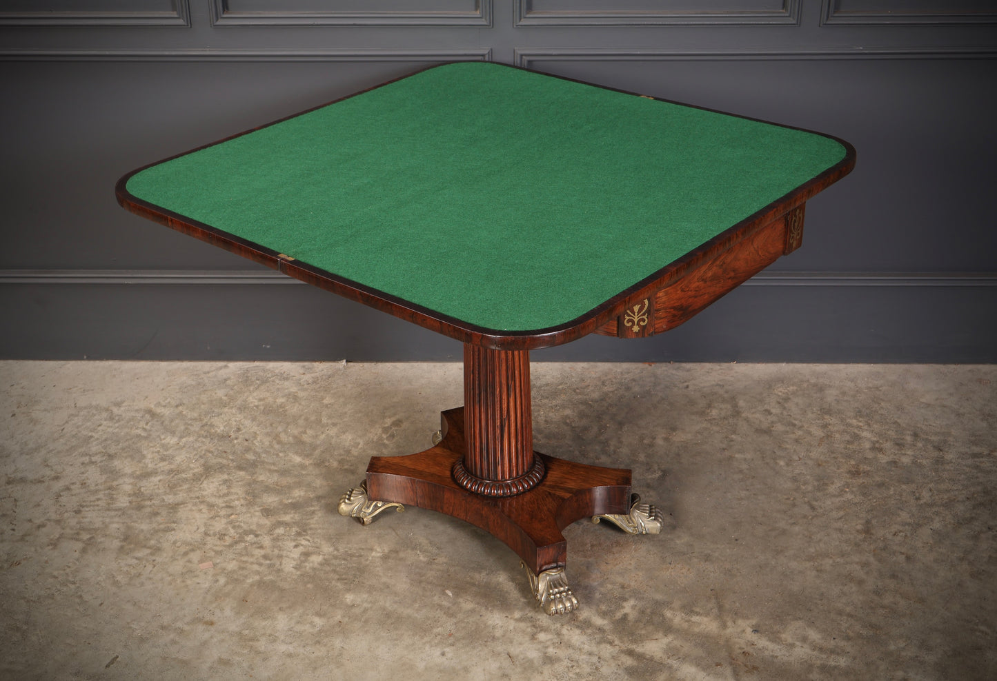 Regency Brass Inlaid Rosewood Card Table