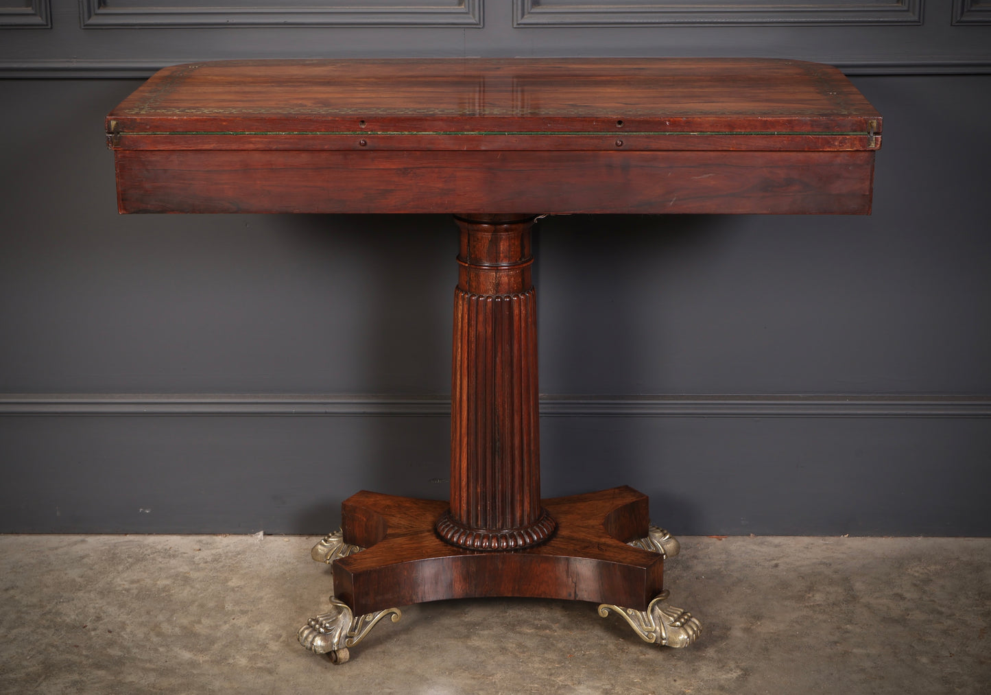 Regency Brass Inlaid Rosewood Card Table