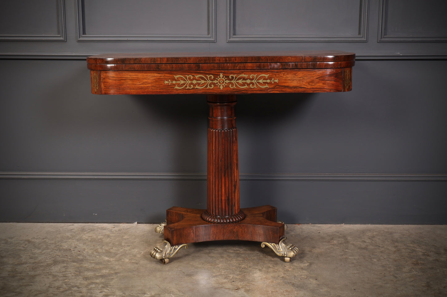 Regency Brass Inlaid Rosewood Card Table