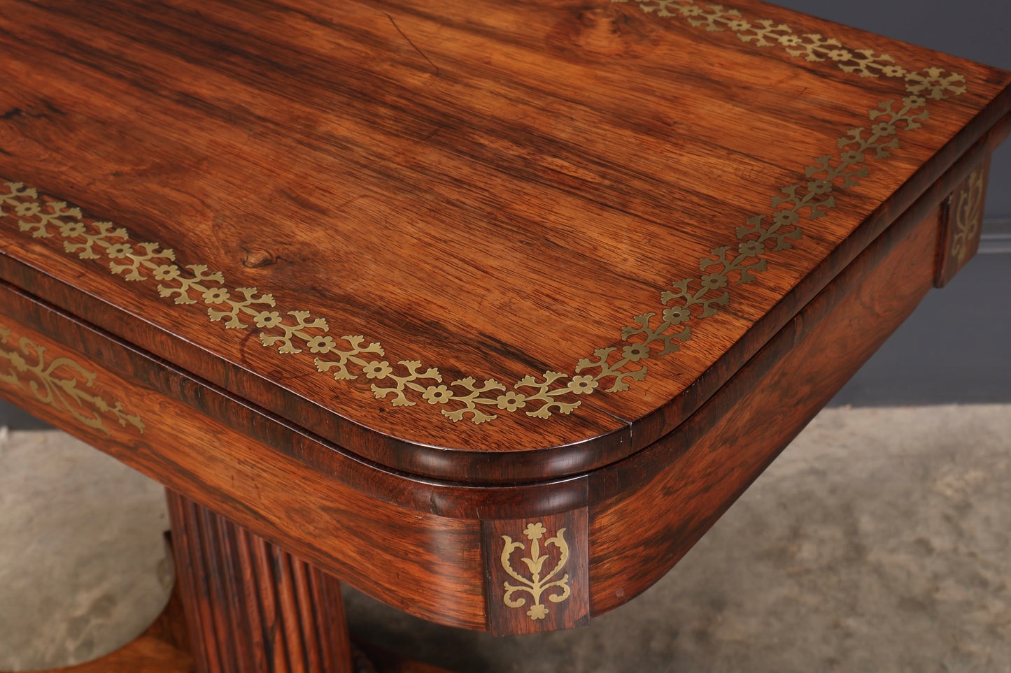 Regency Brass Inlaid Rosewood Card Table