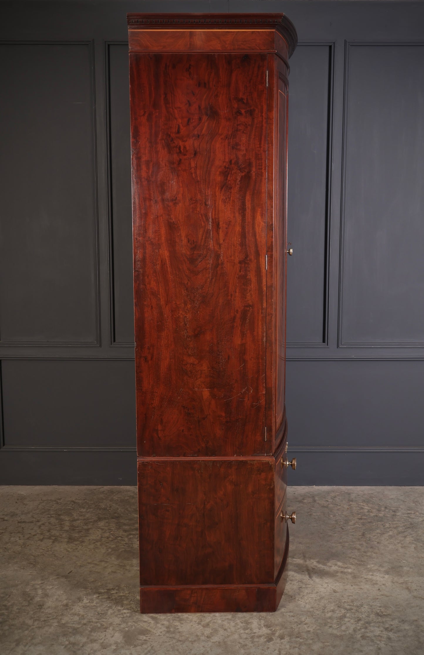 Regency Inlaid Mahogany Bow Front Wardrobe