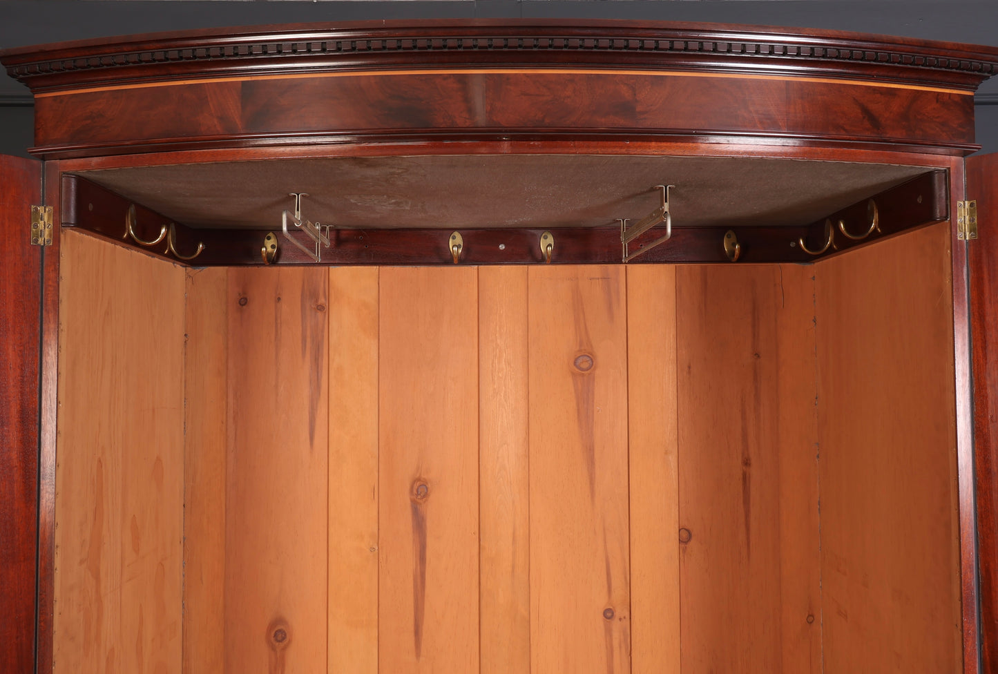 Regency Inlaid Mahogany Bow Front Wardrobe