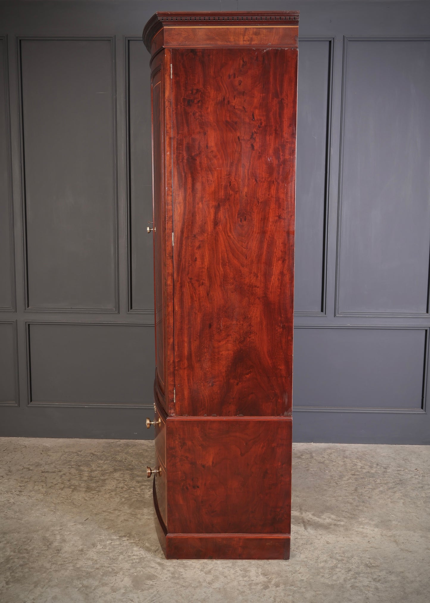 Regency Inlaid Mahogany Bow Front Wardrobe