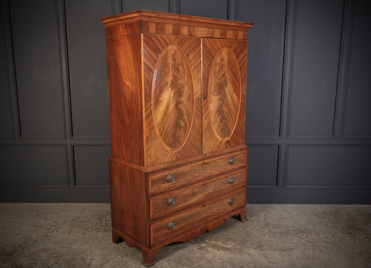 Regency Inlaid Mahogany Gentlemans Wardrobe