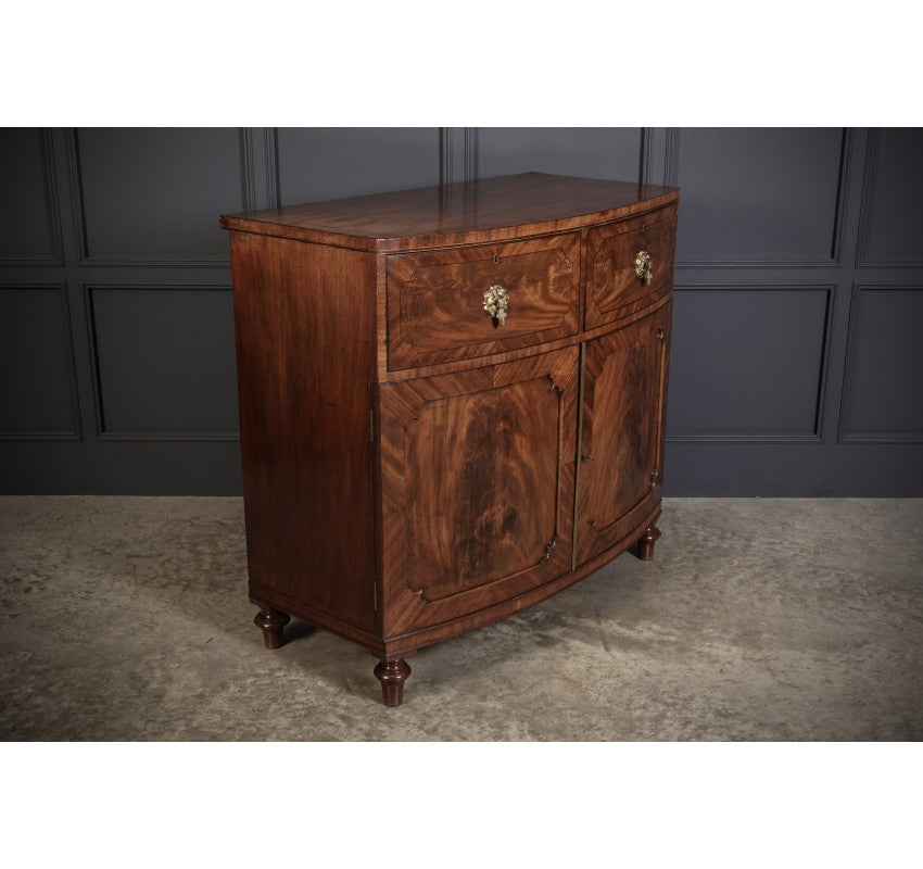 Regency Mahogany Bow Front Dwarf Linen Press Cabinet