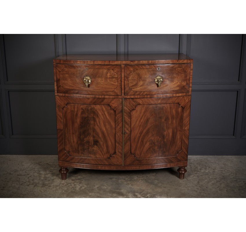 Regency Mahogany Bow Front Dwarf Linen Press Cabinet