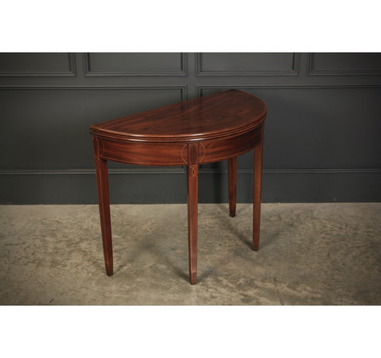 Regency Mahogany Demi Lune Inlaid Tea Table